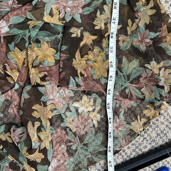 Vintage 1970s One of a Kind Brown Floral Semi-Sheer Wrap Dress - Picture 9 of 11